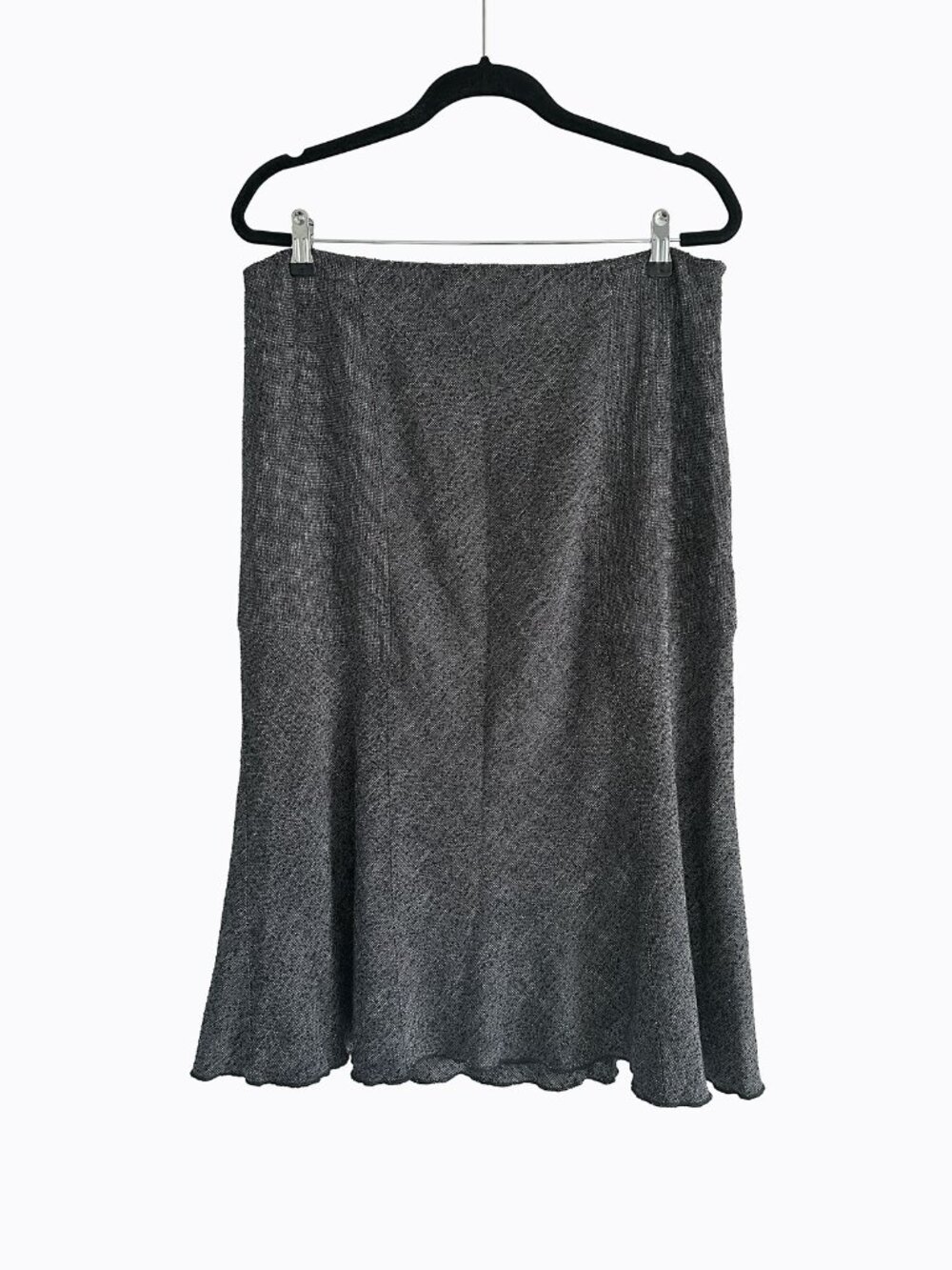 NIC+ZOE Tweed Boucle Knit A-Line Skirt 14 Flared Hem Charcoal Gray Preppy Office